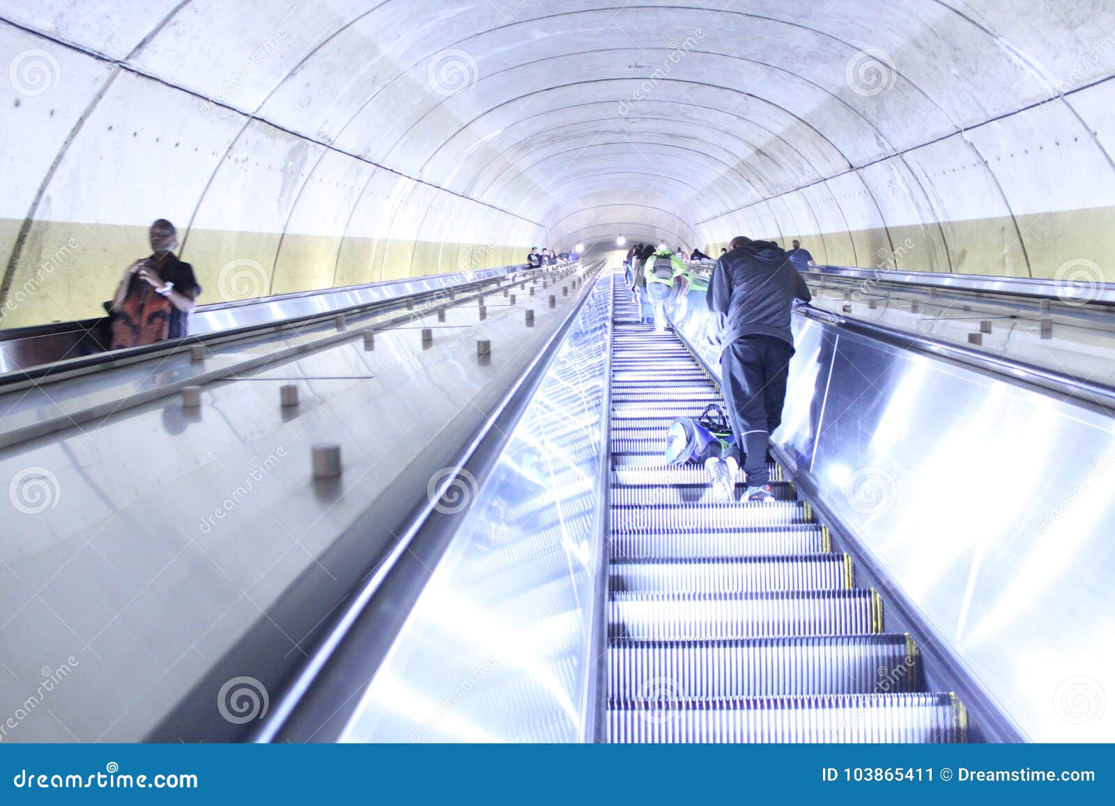 long escalator at adams morgan metro station in washington